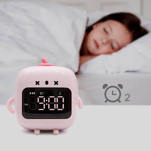 C3 Kid's Alarm Clock Digital Cute Bedside Clock Countdown Function Children's Sleep Trainer Snooze Traning Tool for Boys and Girls - Pink - 2