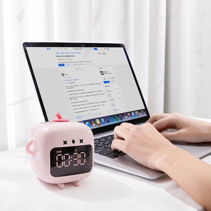 C3 Kid's Alarm Clock Digital Cute Bedside Clock Countdown Function Children's Sleep Trainer Snooze Traning Tool for Boys and Girls - Pink - 3