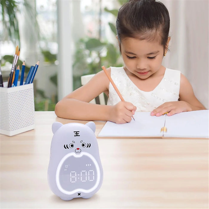 XR-MM-C2110 Cute Tiger Shaped Alarm Clock Creative Electronic Clock Multifunction Study Training Time Setting Touch Controlled Clock - Blue - 2