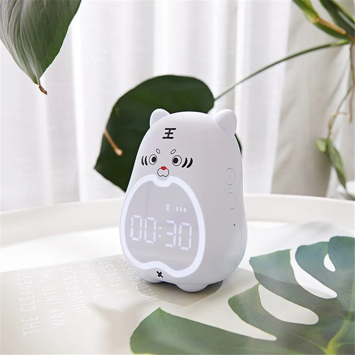 XR-MM-C2110 Cute Tiger Shaped Alarm Clock Creative Electronic Clock Multifunction Study Training Time Setting Touch Controlled Clock - Blue - 4