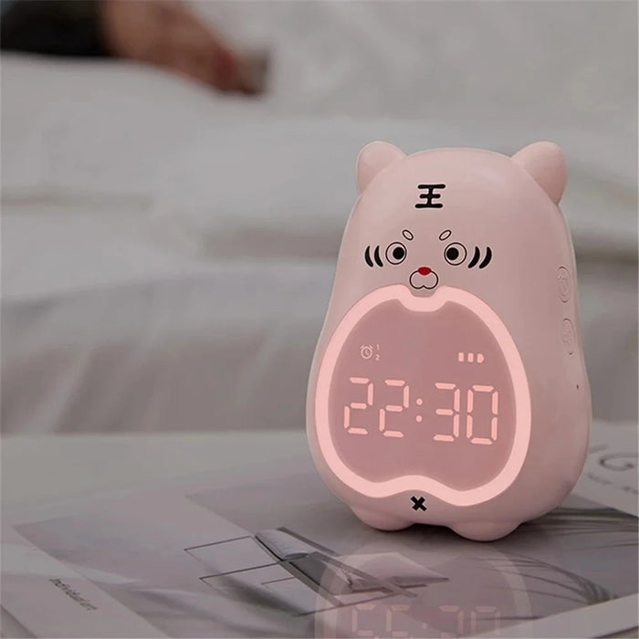 XR-MM-C2110 Cute Tiger Shaped Alarm Clock Creative Electronic Clock Multifunction Study Training Time Setting Touch Controlled Clock - Blue - 5