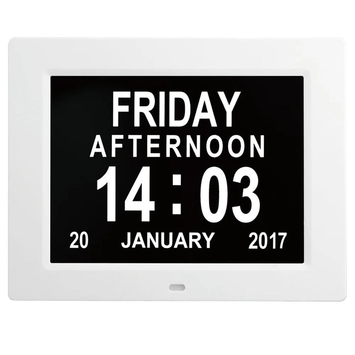 DDC-8009 8 inch Digital Display Alarm Clock 8 Groups Alarm Desktop Clock Machine Auto Adjust Brightness Elderly Alarm Clock - White/US Plug - 1