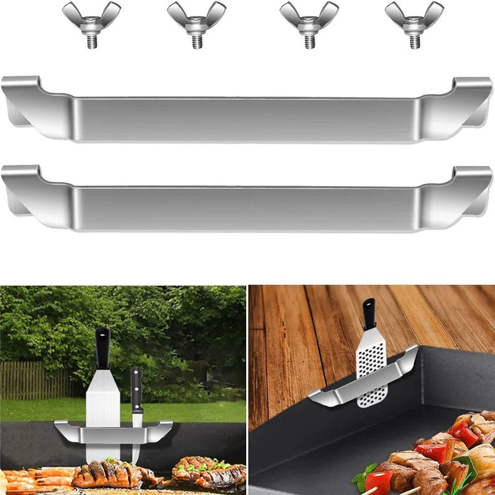 Griddle Spatula Holder 16cm Stainless Steel Barbecue Tool Hold Rack Picnic Accessories, Size S - 3