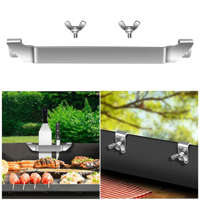 Griddle Spatula Holder 20cm Stainless Steel Barbecue Tool Hold Rack Picnic Accessories, Size M - 4