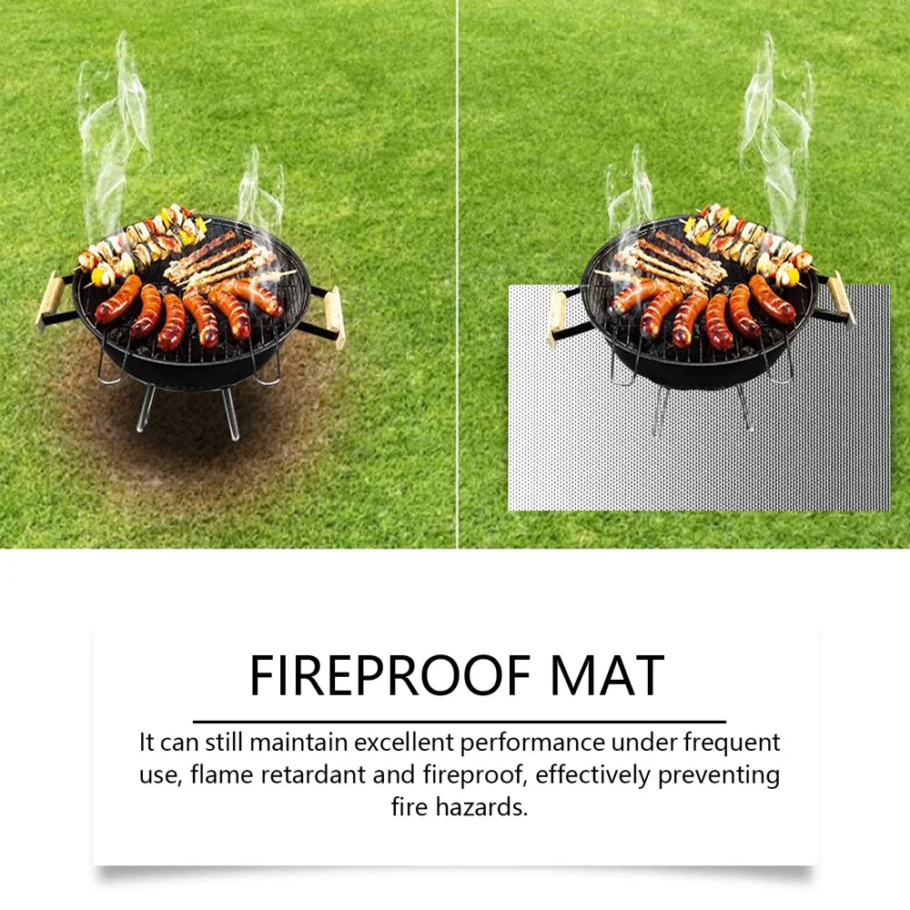 HOZONEX 39x60 Inch Portable BBQ Fire Resistant Mat Outdoor Lawn Patio Fireproof Waterproof Protection Pad - 39*60 Inches - 2