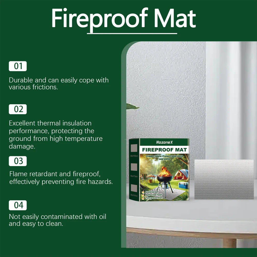 HOZONEX 39x60 Inch Portable BBQ Fire Resistant Mat Outdoor Lawn Patio Fireproof Waterproof Protection Pad - 39*60 Inches - 4