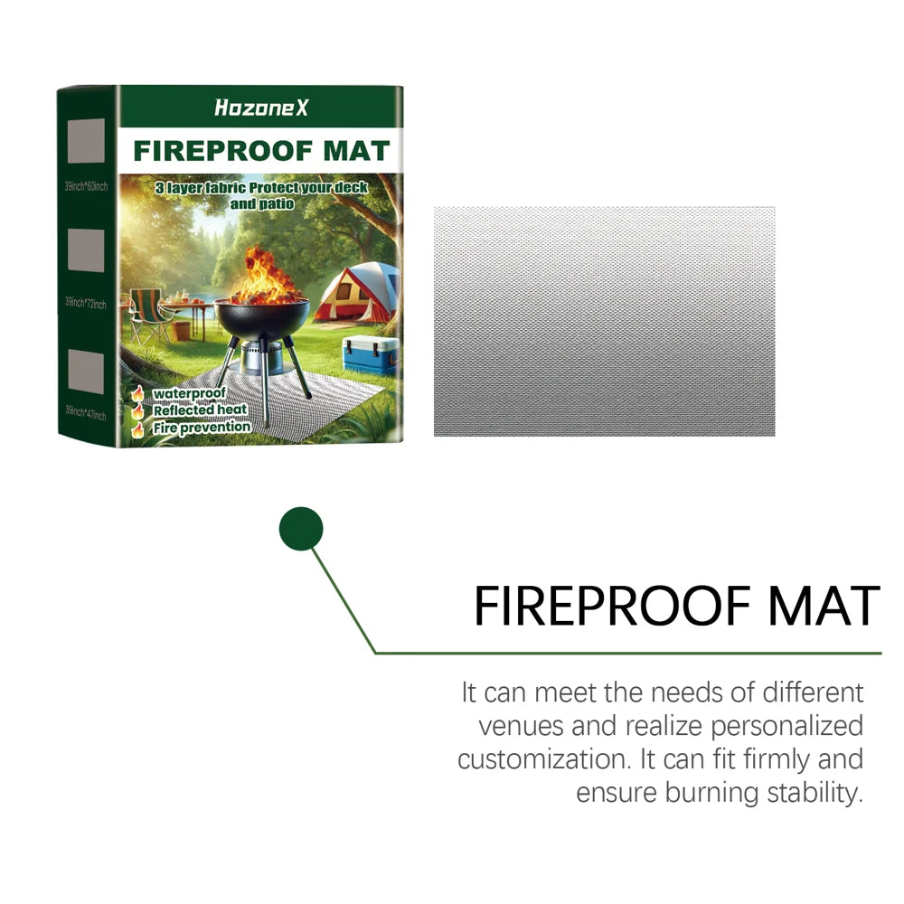 HOZONEX 39x60 Inch Portable BBQ Fire Resistant Mat Outdoor Lawn Patio Fireproof Waterproof Protection Pad - 39*60 Inches - 5