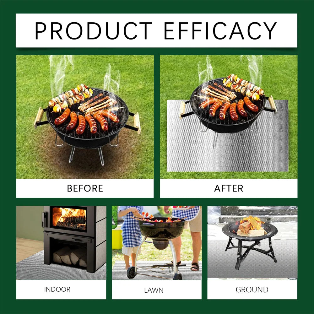 HOZONEX 39x60 Inch Portable BBQ Fire Resistant Mat Outdoor Lawn Patio Fireproof Waterproof Protection Pad - 39*60 Inches - 6