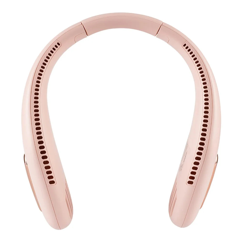 WT-F41 Mini Bladeless Neck Hanging Fan USB Rechargeable Air Cooler Three-Speed Cooling Fan - Pink - 1