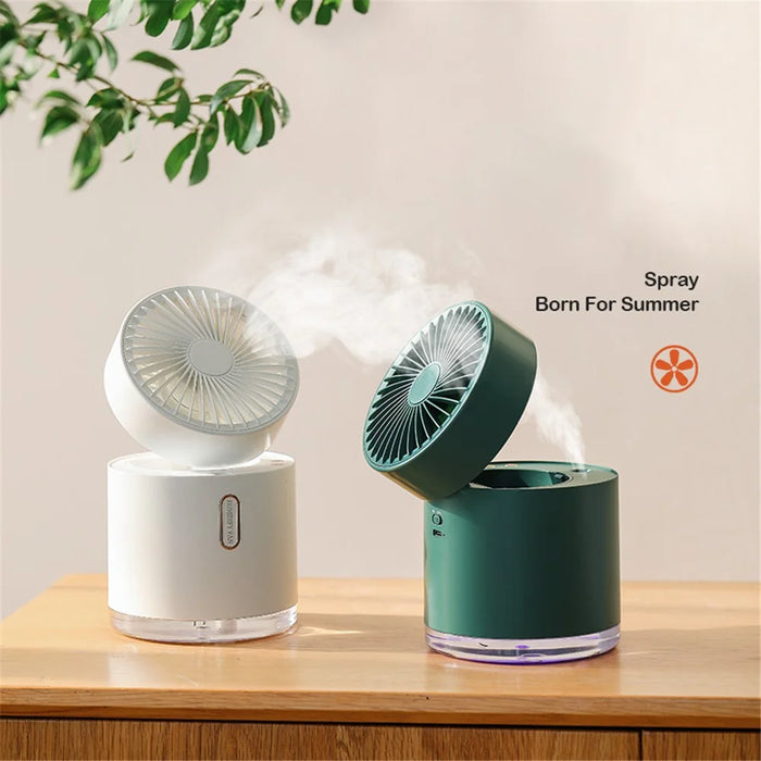 D27 2nd Gen Foldable Desktop Humidifier Cooling Fan Water Spray Mist Air Cooler for Office Home - Green - 2