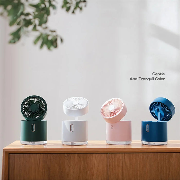 D27 2nd Gen Foldable Desktop Humidifier Cooling Fan Water Spray Mist Air Cooler for Office Home - Green - 3