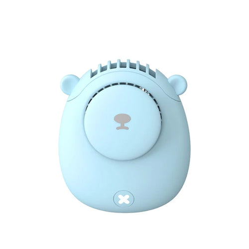 DIROSE Cute Bear Design Portable Mini Summer Rechargeable Fan Cooler Mute Cooling Fan with Neck Rope - Blue - 1