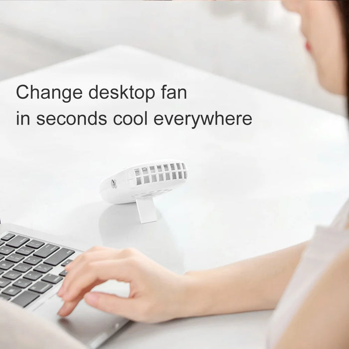 616 Portable USB Charging Mini Cooling Fan Summer Desktop/Handheld Fan Cooler with Neck Strap - Green - 3