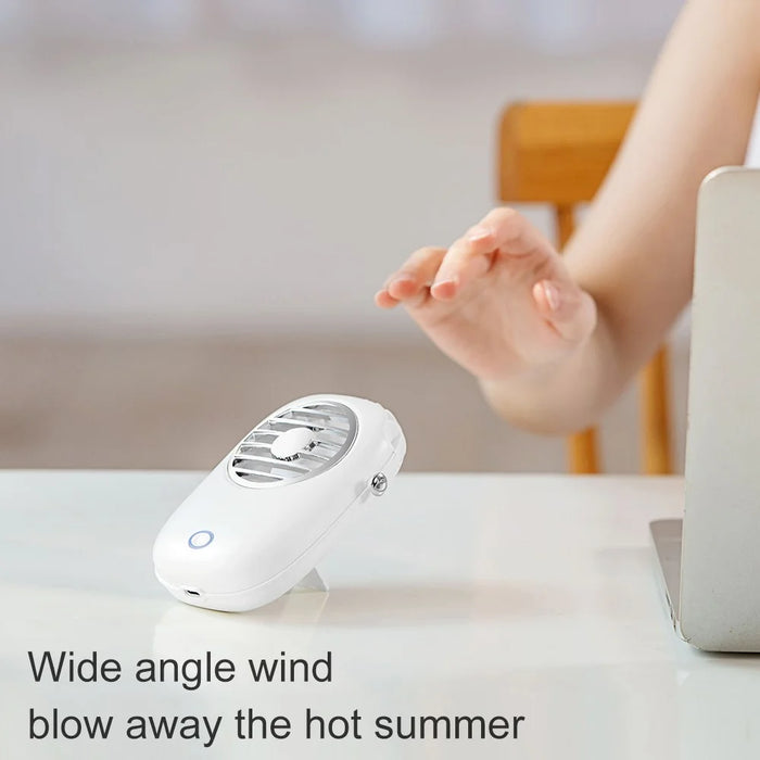 616 Portable USB Charging Mini Cooling Fan Summer Desktop/Handheld Fan Cooler with Neck Strap - Green - 4