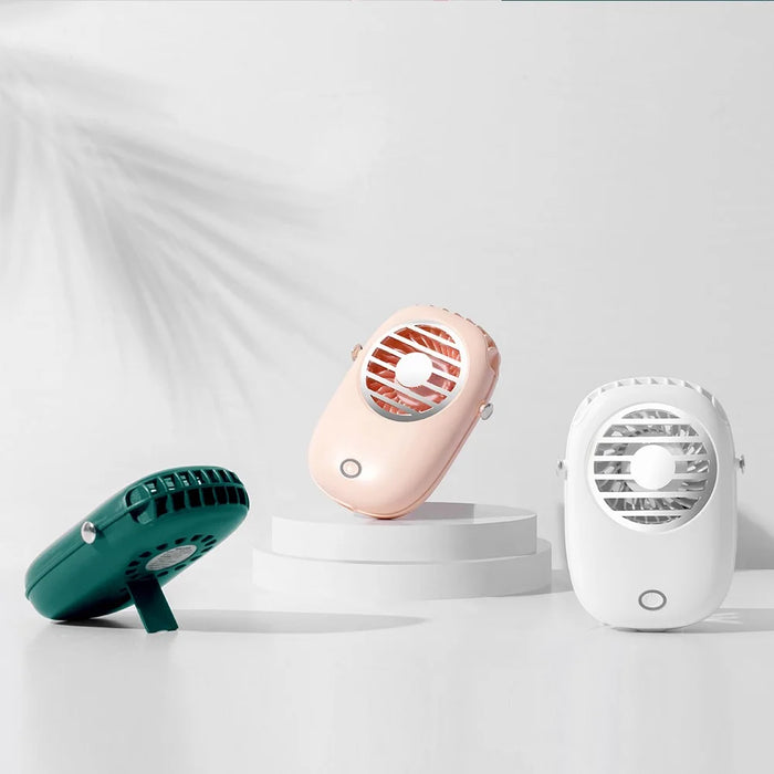 616 Portable USB Charging Mini Cooling Fan Summer Desktop/Handheld Fan Cooler with Neck Strap - Green - 6
