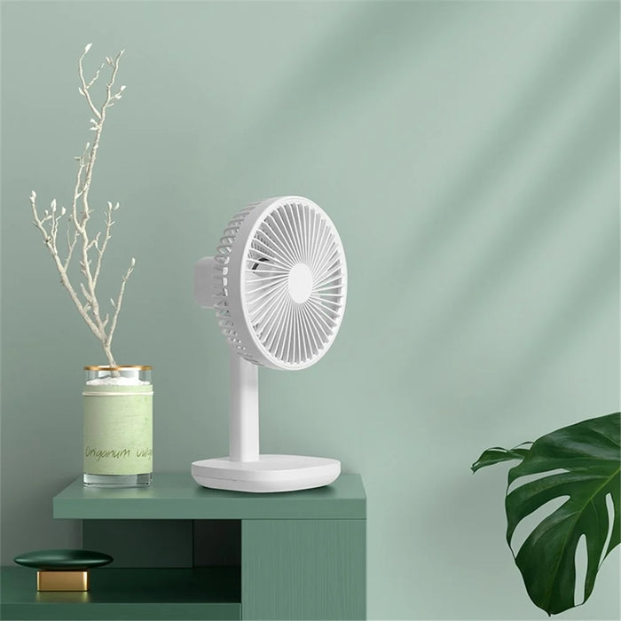 F6 4000mAh Oscillating Standing Desktop Fan 3-Speed Table Fan Mini Personal Fan for Home/Office/Bedroom - White - 2