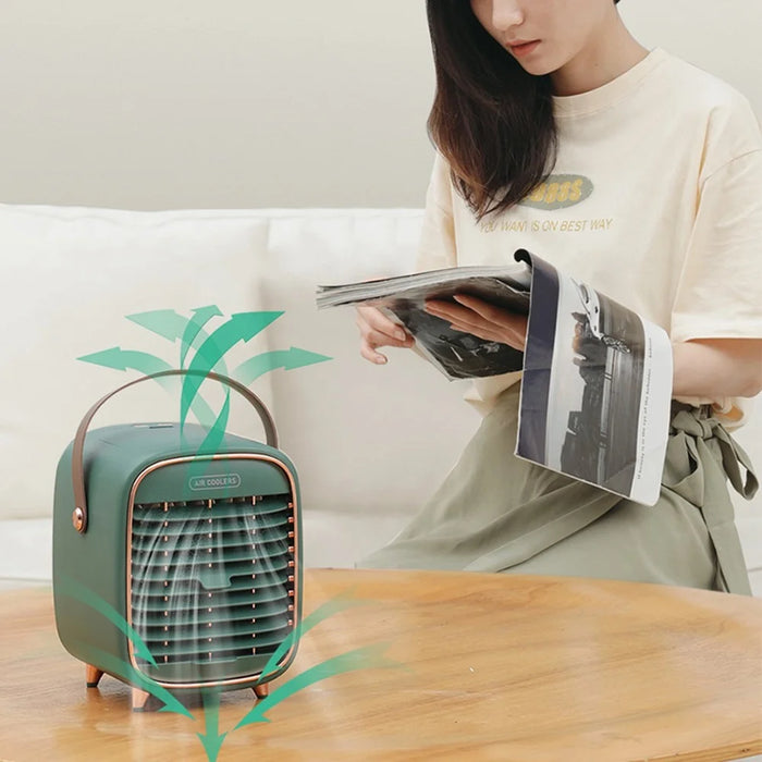 YX-Y3 240ml 2000mAh Portable Mini Desktop Air Cooler Mist Maker Fan Ventilator Combinations Fan Humidifier Sprayer Fan for Home/Office/Bedroom - Green - 5