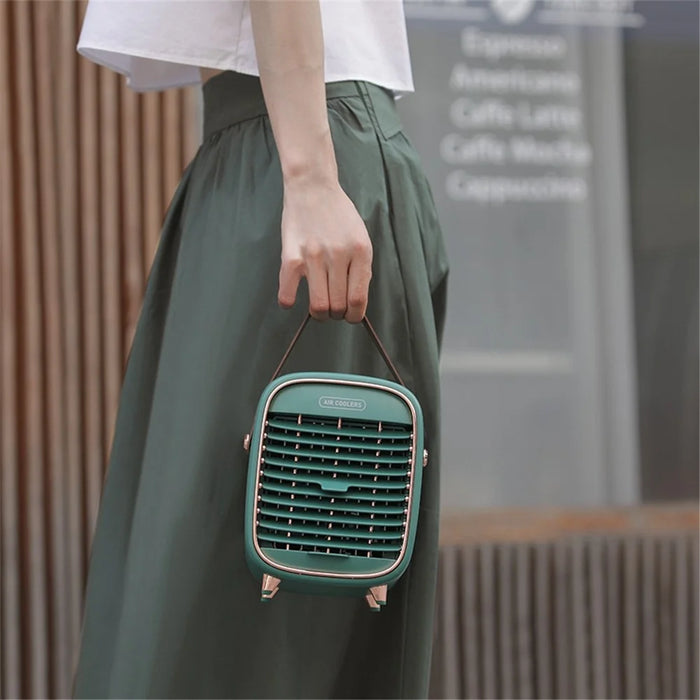 YX-Y3 240ml 2000mAh Portable Mini Desktop Air Cooler Mist Maker Fan Ventilator Combinations Fan Humidifier Sprayer Fan for Home/Office/Bedroom - Green - 7