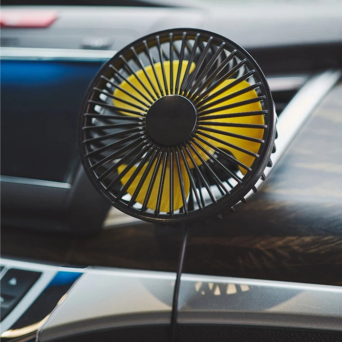 F22 Car Air Vent Fan Rotation Fan 3 Wind Speeds Adjustable USB Charging Air Conditioner Cooling Mini Fan - 2