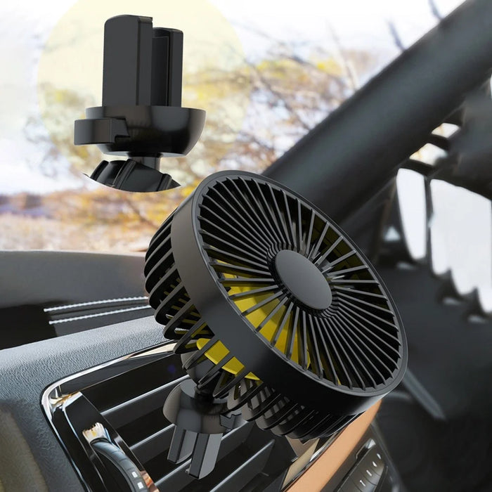 F22 Car Air Vent Fan Rotation Fan 3 Wind Speeds Adjustable USB Charging Air Conditioner Cooling Mini Fan - 3