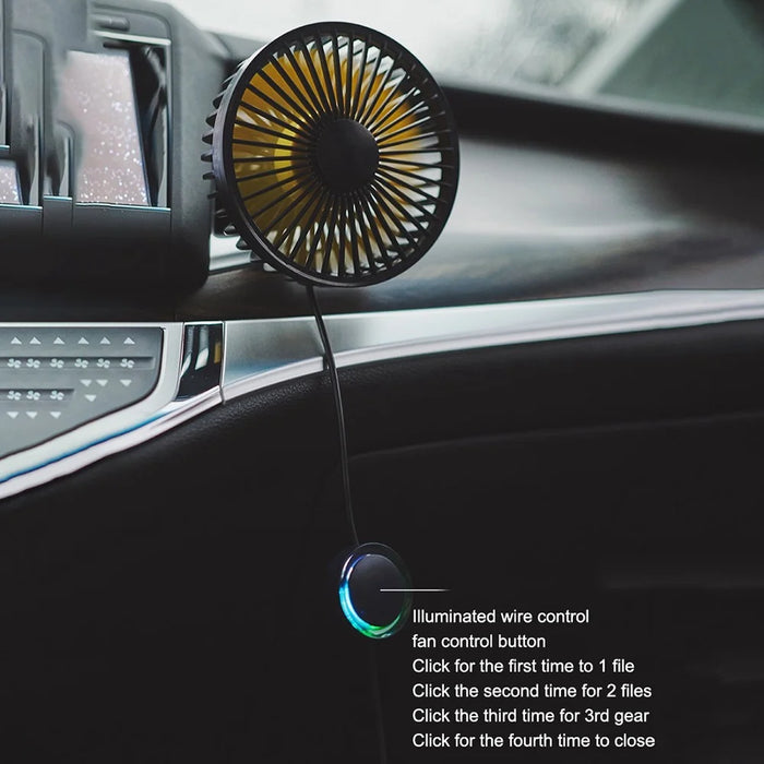F22 Car Air Vent Fan Rotation Fan 3 Wind Speeds Adjustable USB Charging Air Conditioner Cooling Mini Fan - 4