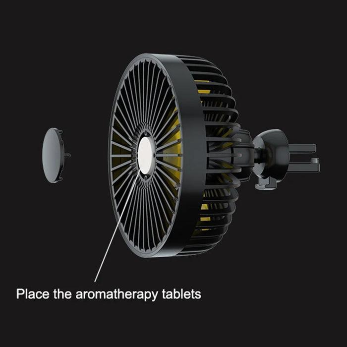 F22 Car Air Vent Fan Rotation Fan 3 Wind Speeds Adjustable USB Charging Air Conditioner Cooling Mini Fan - 6