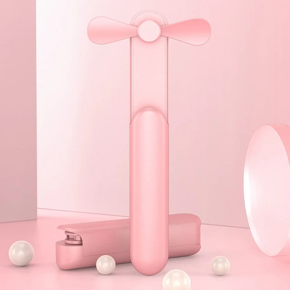Q40 Portable Fan 3 Wind Speeds Adjustable USB Power Bank Cooling Fan Desktop Electric Students Fan (CE Certificated) - Pink - 3