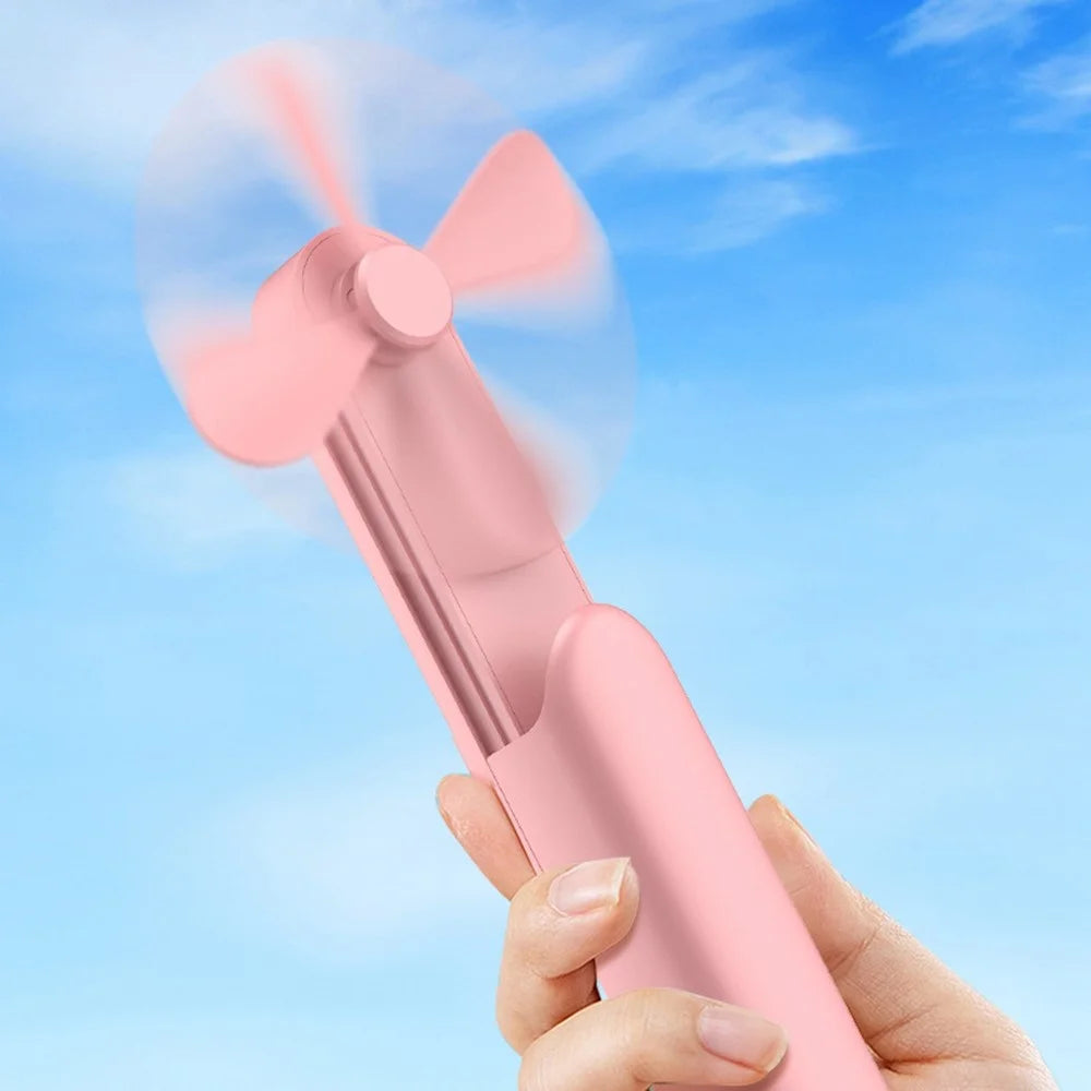 Q40 Portable Fan 3 Wind Speeds Adjustable USB Power Bank Cooling Fan Desktop Electric Students Fan (CE Certificated) - Pink - 4