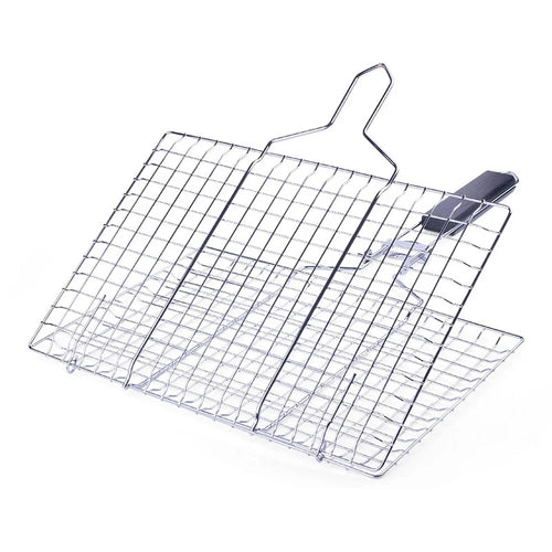 Outdoor Barbecue Grill Basket Fish Fillet Vegetable BBQ Rack with Removable Handle (No FDA Certificate) - 1