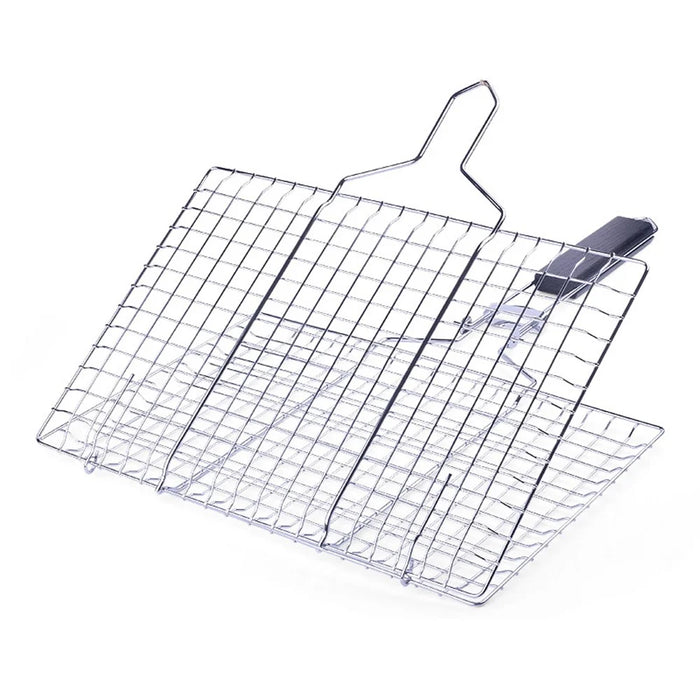 Outdoor Barbecue Grill Basket Fish Fillet Vegetable BBQ Rack with Removable Handle (No FDA Certificate) - 1