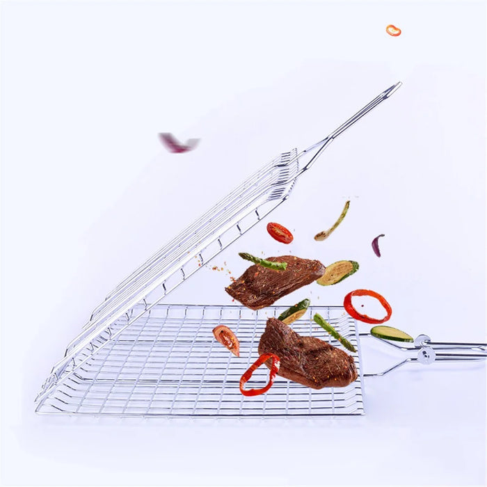 Outdoor Barbecue Grill Basket Fish Fillet Vegetable BBQ Rack with Removable Handle (No FDA Certificate) - 6