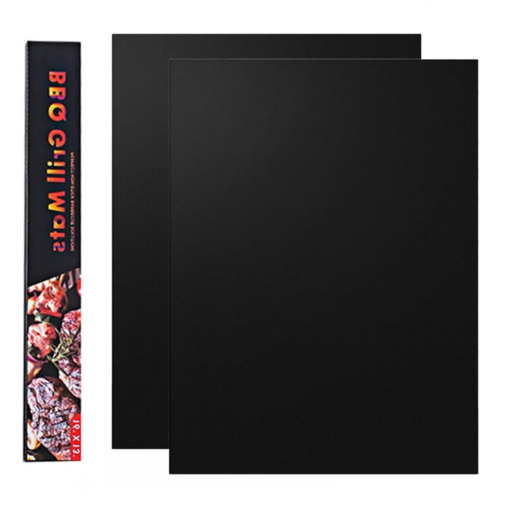 2PCS Non-Stick BBQ Grill Mats Easy to Clean Works on Electric Grill Gas Charcoal Barbecue (BPA-Free, FDA Certified), Black - 7