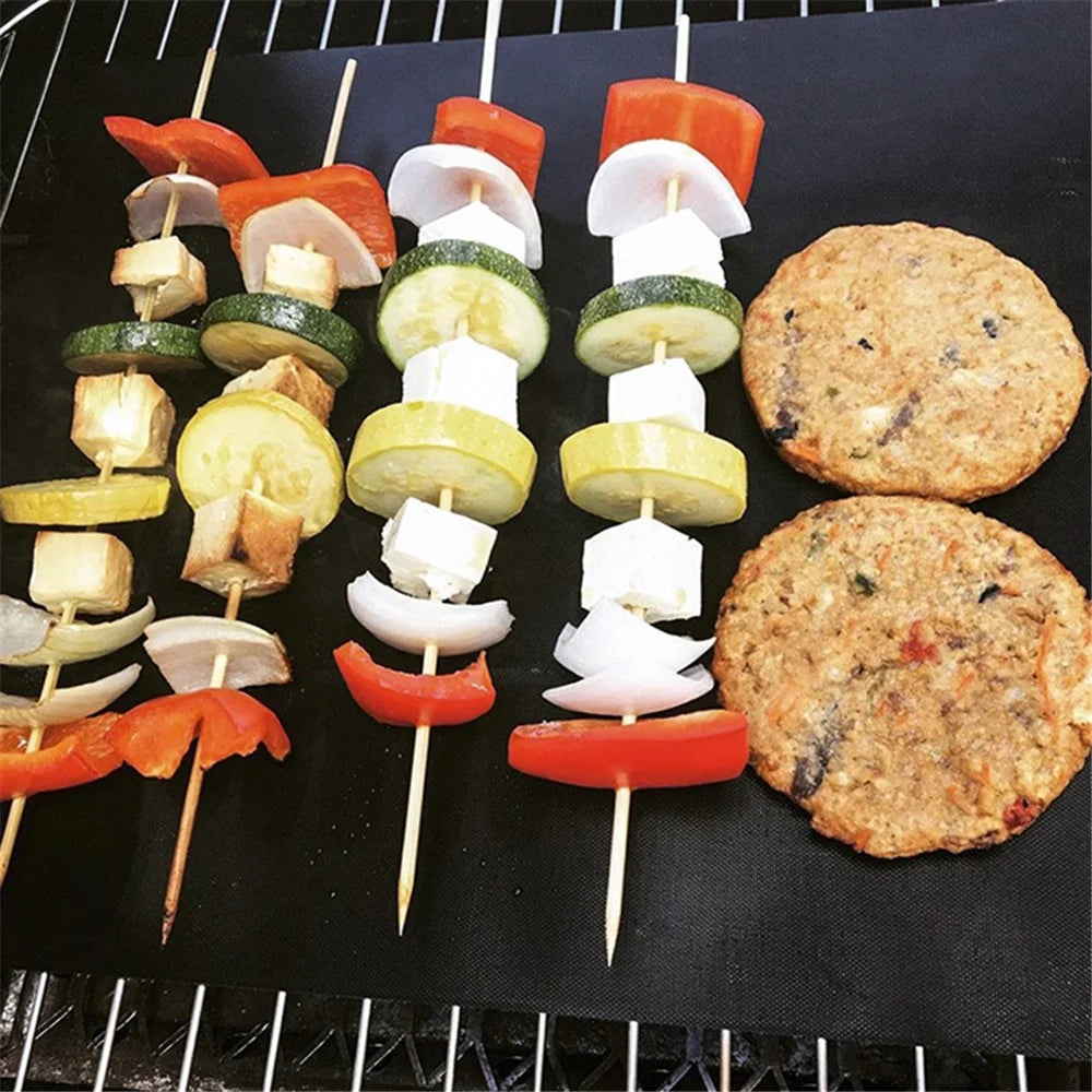 6PCS Outdoor BBQ Grill Mats Non-Stick Reusable Dishwasher-Safe Pads for Charcoal Electric Grills (BPA-Free, FDA Certified), Black - 3