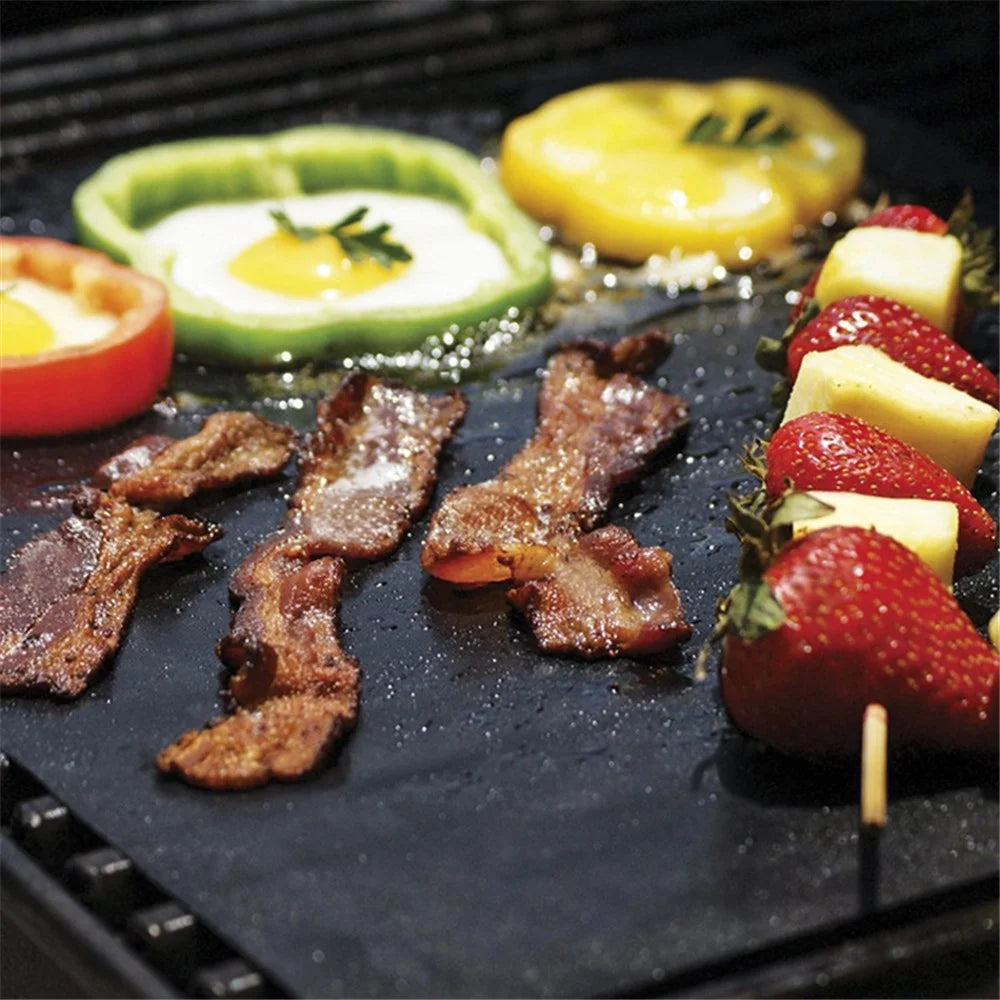 6PCS Outdoor BBQ Grill Mats Non-Stick Reusable Dishwasher-Safe Pads for Charcoal Electric Grills (BPA-Free, FDA Certified), Black - 4