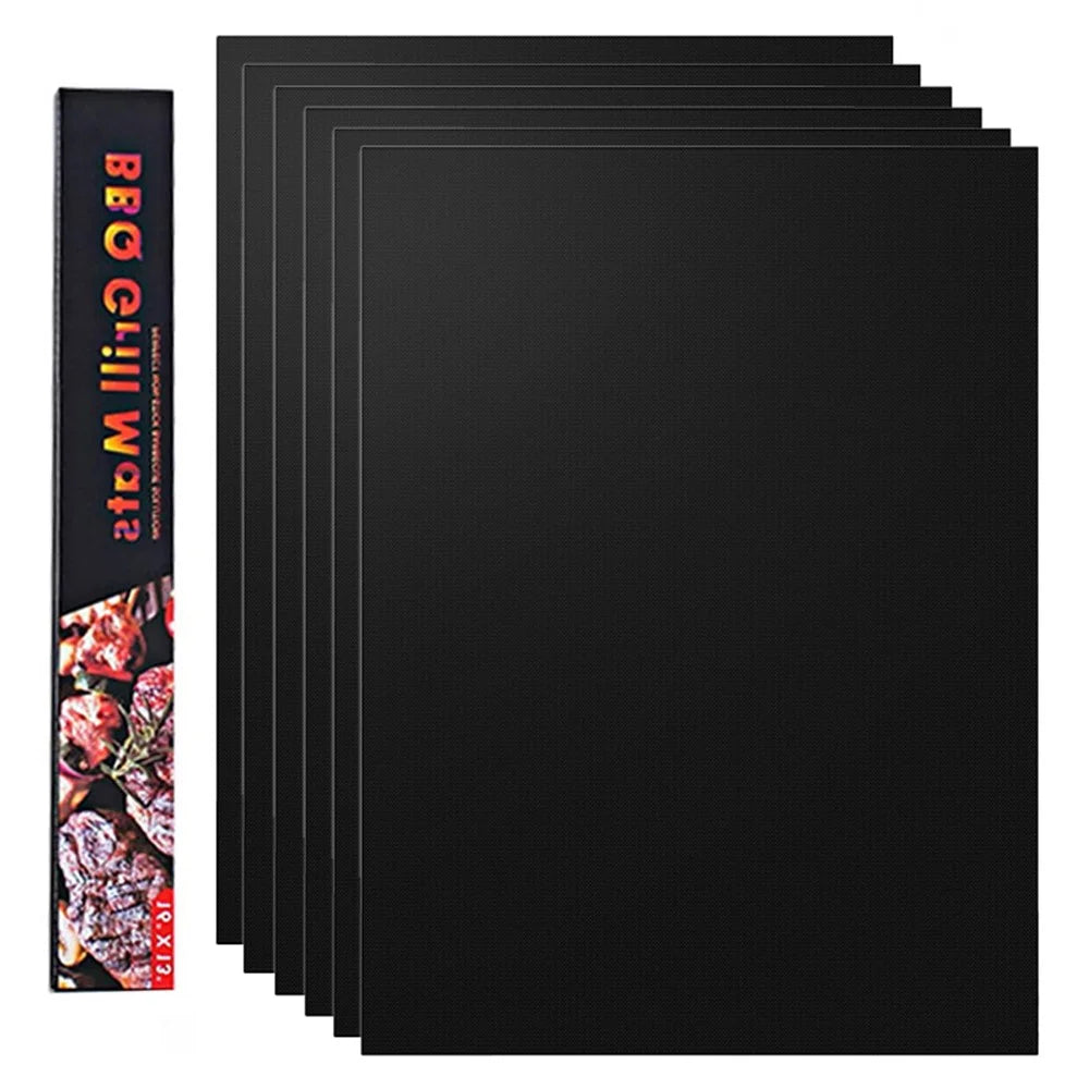 6PCS Outdoor BBQ Grill Mats Non-Stick Reusable Dishwasher-Safe Pads for Charcoal Electric Grills (BPA-Free, FDA Certified), Black - 7