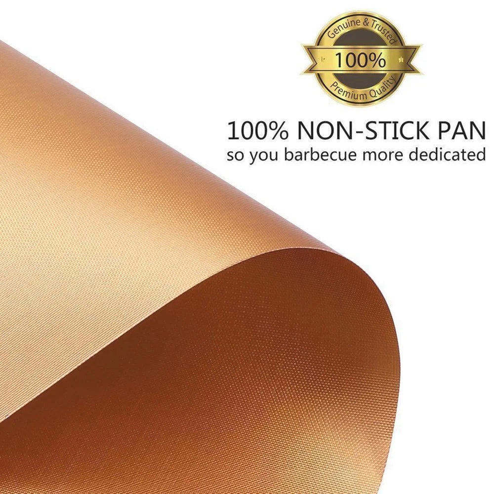 2PCS Non-Stick Reusable Charcoal Electric Grill Mats Outdoor BBQ Grill Mats Baking Mats Easy to Clean (BPA-Free, FDA Certified), Bronze - 4
