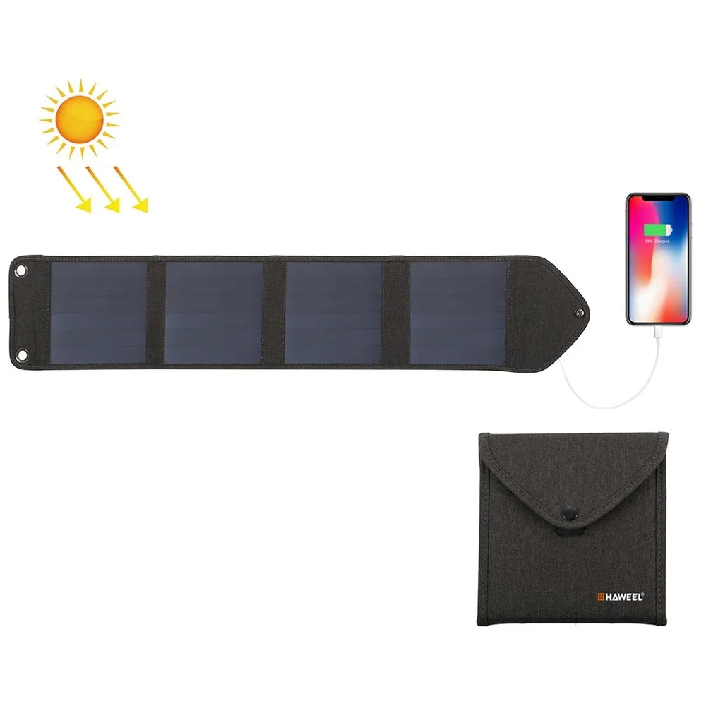 HAWEEL HWL2714 Small Size 14W 4-Panels Foldable Solar Panel Charger USB Port Portable Waterproof Solar Charger - 1