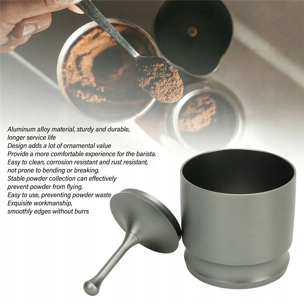 58mm Coffee Dosing Cup Anti Rust Aluminum Alloy Espresso Grounds Collector ( BPA Free, No FDA ) - Black - 3