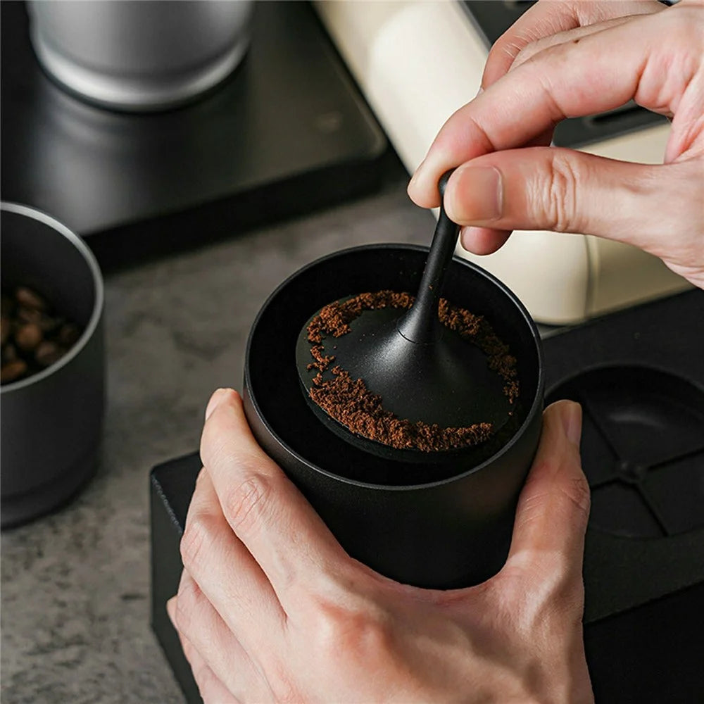 58mm Coffee Dosing Cup Anti Rust Aluminum Alloy Espresso Grounds Collector ( BPA Free, No FDA ) - Black - 4