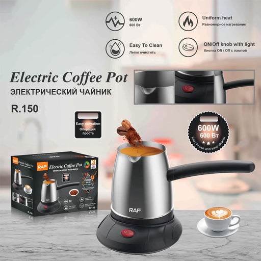 RAF R.150 Electric Coffee Pot 500ml Turkish Coffee Maker Stainless Steel, Rotational Base (No FDA Certificate) - EU Plug - 2