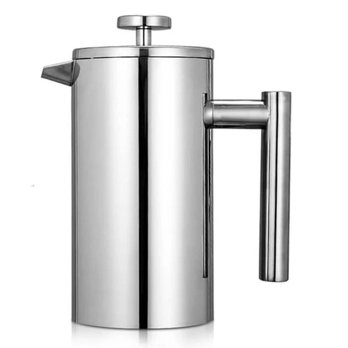 1000ml French Press Coffee Maker Stainless Steel Double Walled Insulated Coffee Pot (BPA Free, No FDA) - Steel Color - 1