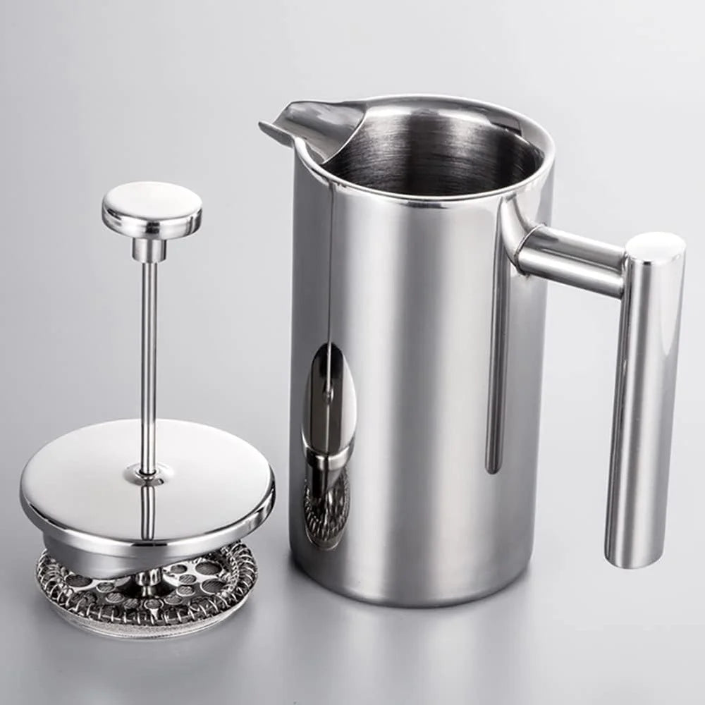 1000ml French Press Coffee Maker Stainless Steel Double Walled Insulated Coffee Pot (BPA Free, No FDA) - Steel Color - 7