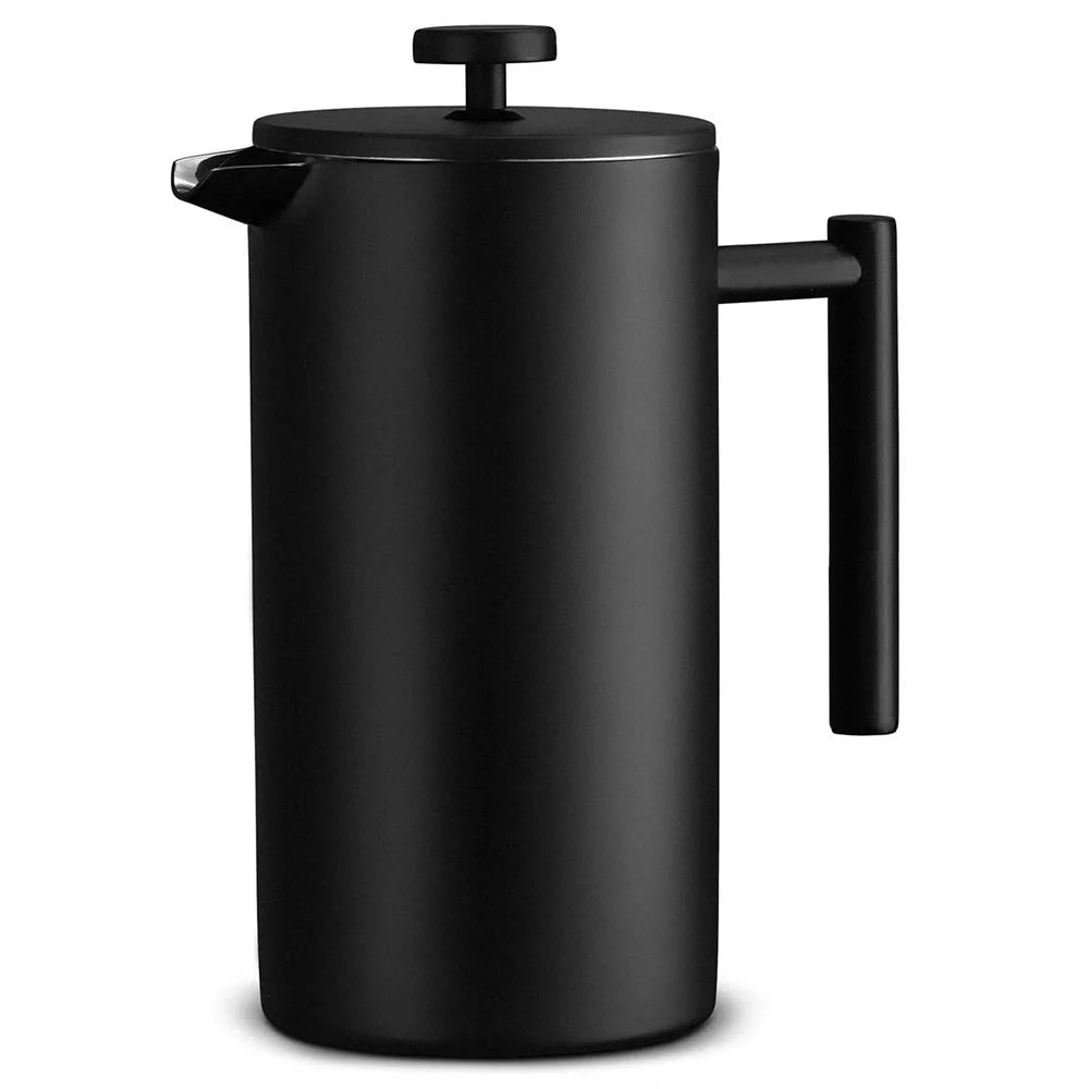 1000ml French Press Coffee Maker Stainless Steel Double Walled Insulated Coffee Pot (BPA Free, No FDA) - Black - 1