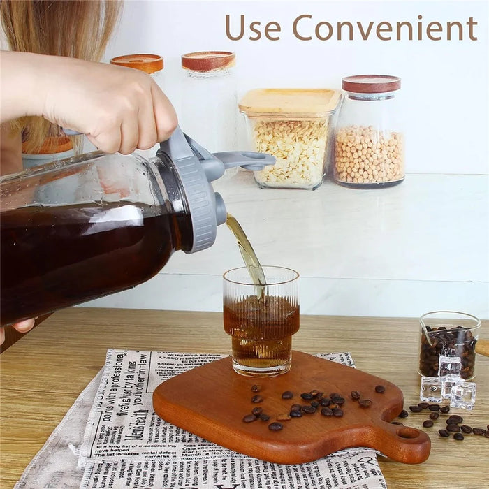 64oz Cold Brew Coffee Maker Soda-Lime Glass Wide Mouth Mason Jar with Filter (BPA Free, No FDA) - 7
