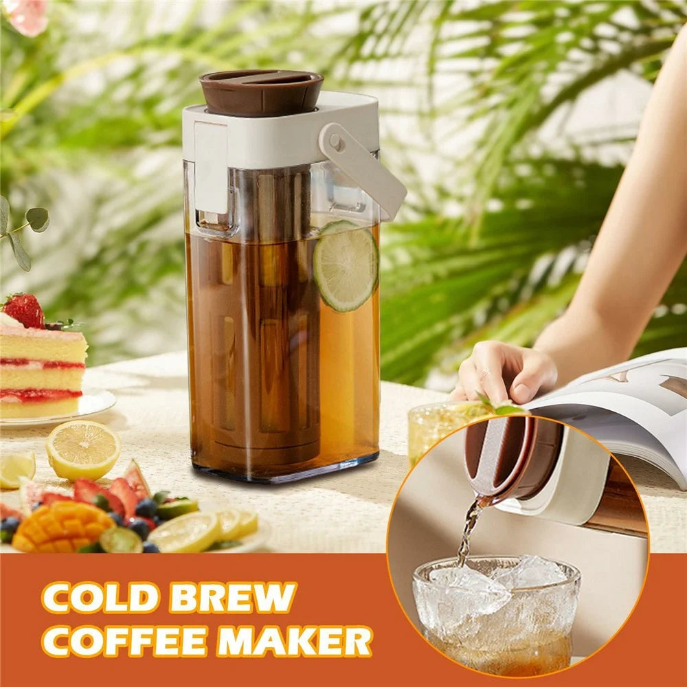 1000ml Large Capacity Cold Brew Coffee Pot with Detachable Tea Infuser Plastic Cold Water Kettle (No FDA, BPA Free) - 3