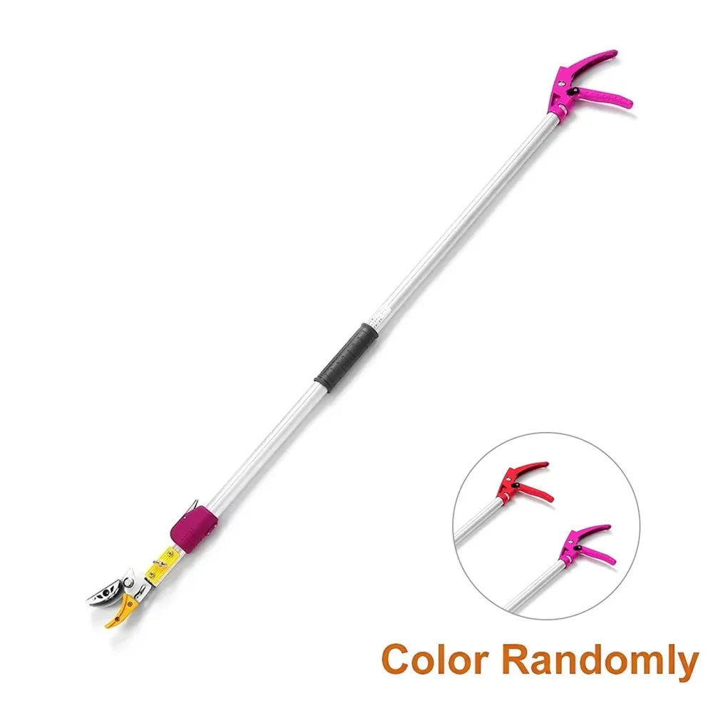 2.2m Telescopic Fruit Picker 2 Sections Extendable Aluminum Alloy Pole Pruning Shears Harvesting Tool - 1