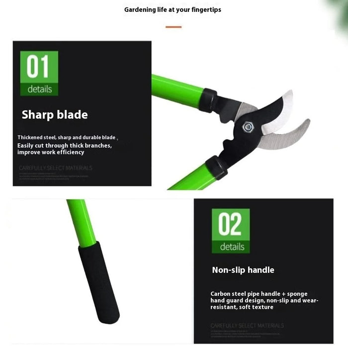 High Carbon Steel Heavy Duty Pruning Shears Thick Branches Garden Pruners Tree Trimmer Powerful Cutting Tool - Green - 3