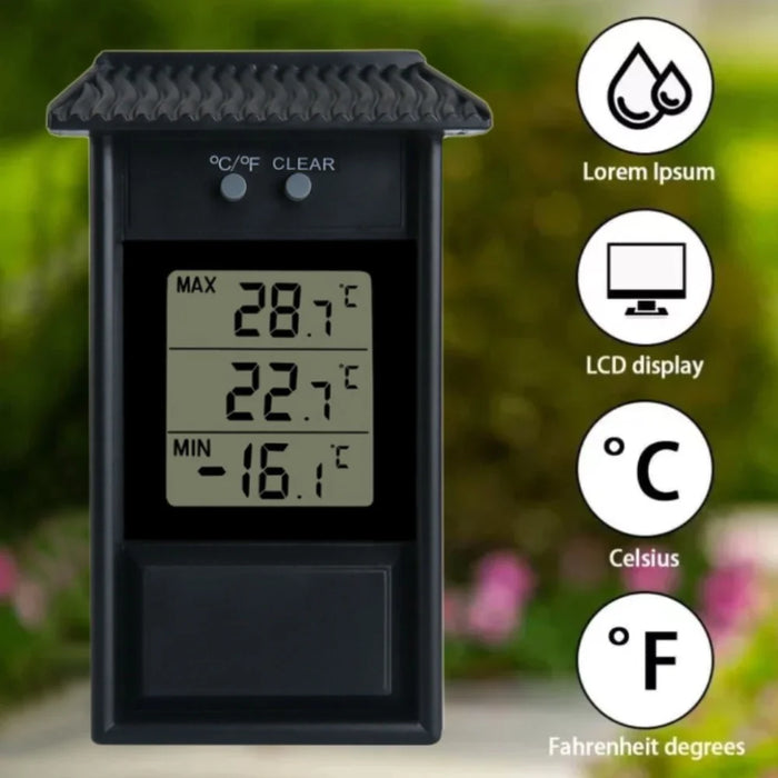 LCD Screen Outdoor Electronic Thermometer Waterproof Temperature Meter - Black - 3