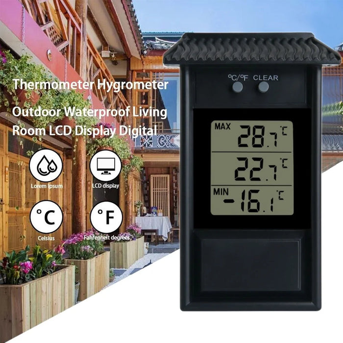 LCD Screen Outdoor Electronic Thermometer Waterproof Temperature Meter - Black - 4