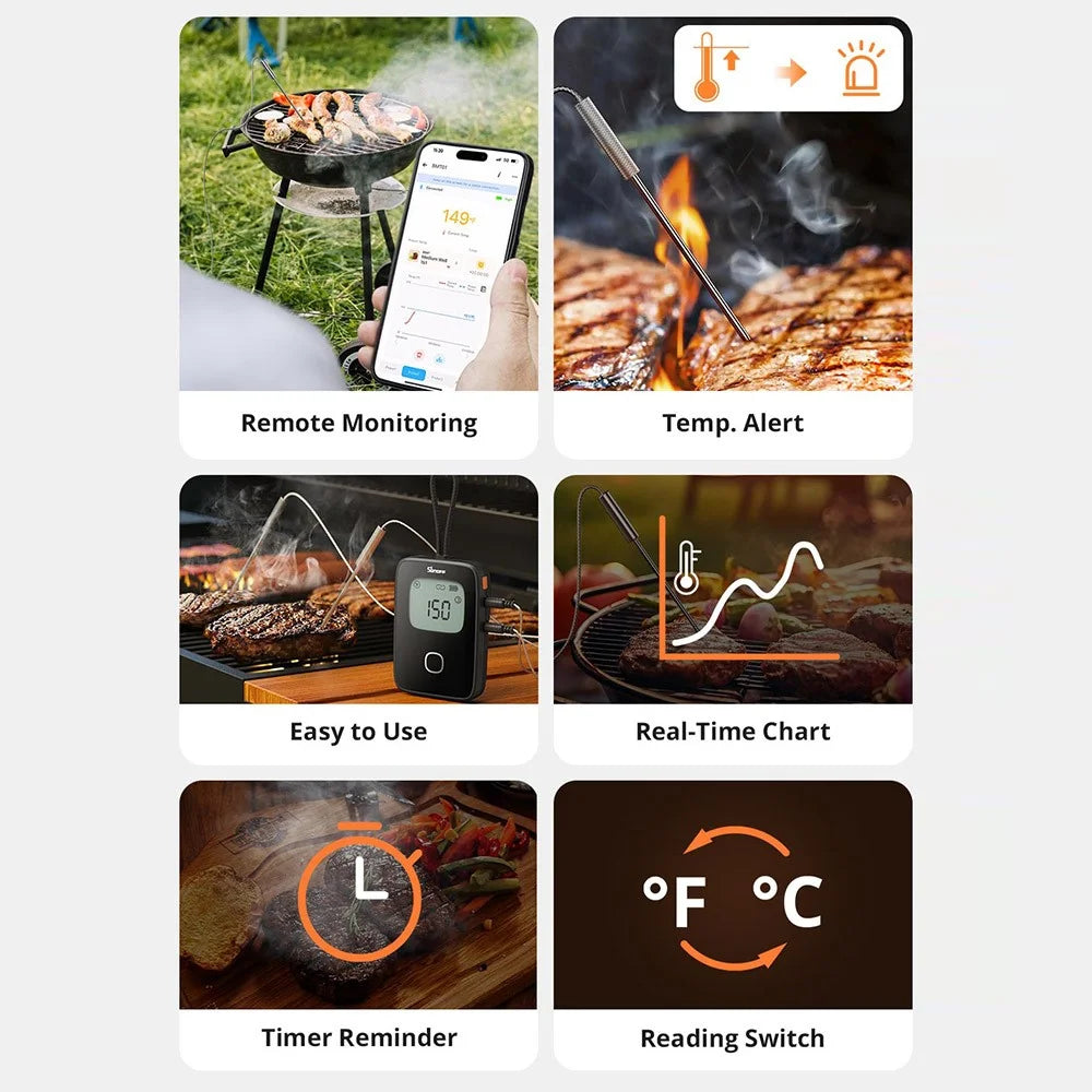 SONOFF BMT01 Meat Thermometer Bluetooth-compatible Smart APP Monitoring Barbecue Temperature Tester ( No FDA, BPA Free ) - 3